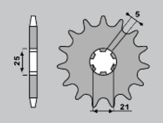 Zębatka przednia 569 16 yamaha xv 250 '89-'94, xvs 250 '08-'17, xv 250`89-15 (+2) (jtf569.16) (łańc. 520) (56916jt)